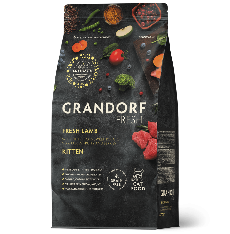 Grandorf Fresh (Грандорф Фреш) для Котят от 3 недель, беременных и кормящих кошек, Ягненок с бататом Grandorf Fresh (Грандорф Фреш) для Котят от 3 недель, беременных и кормящих кошек, Ягненок с бататом