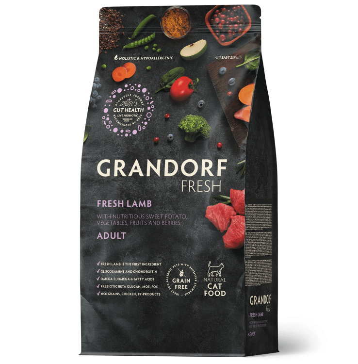 Grandorf Fresh (Грандорф Фреш) для кошек с чувствительным пищеварением Ягненок с бататом