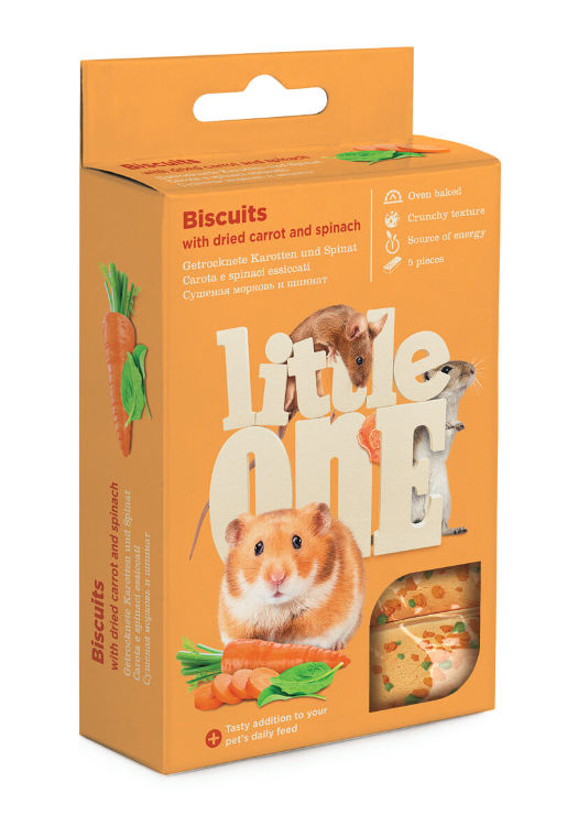 Little One Бисквиты для мелких грызунов с морковью и шпинатом Little One Бисквиты для мелких грызунов с морковью и шпинатом