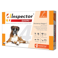 Инспектор (Inspector) Quadro Капли для собак от внеш и внутр паразитов 25-40 кг 1 пип из 3