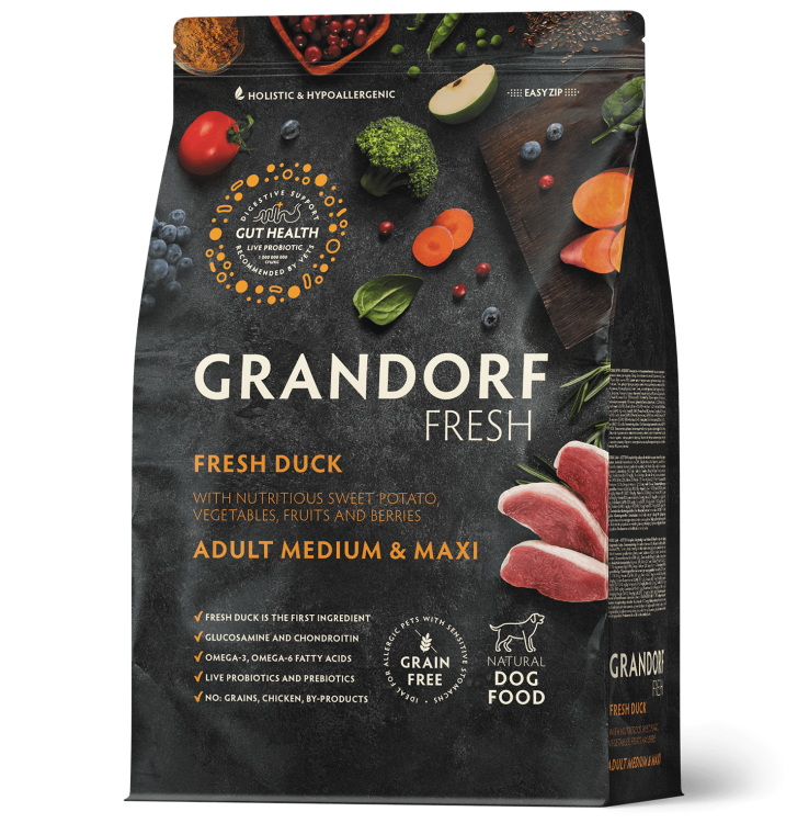 Grandorf Fresh (Грандорф Фреш) для собак средних и крупных пород Утка с бататом