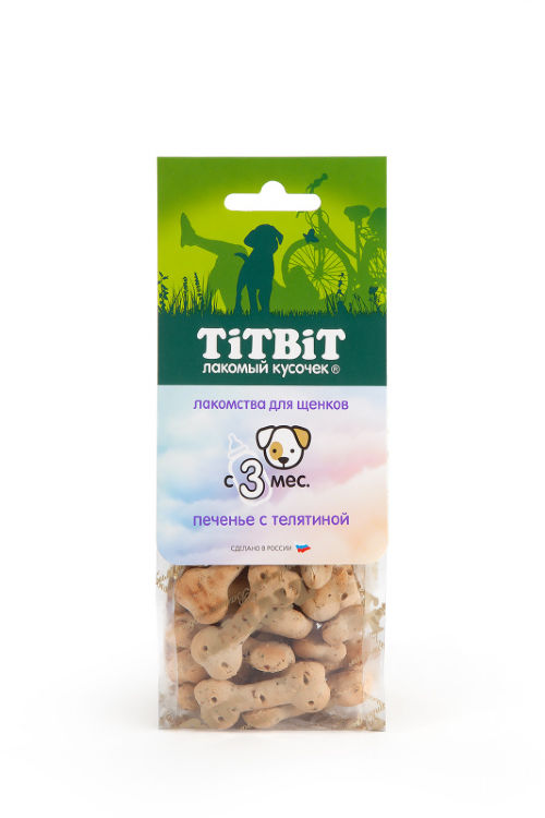 Лакомство TitBit Печенье с телятиной для щенков 70 г