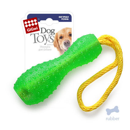 Игрушка для собак GiGwi (Гигви) Dog Toy Гантеля на веревке, длина 15 см