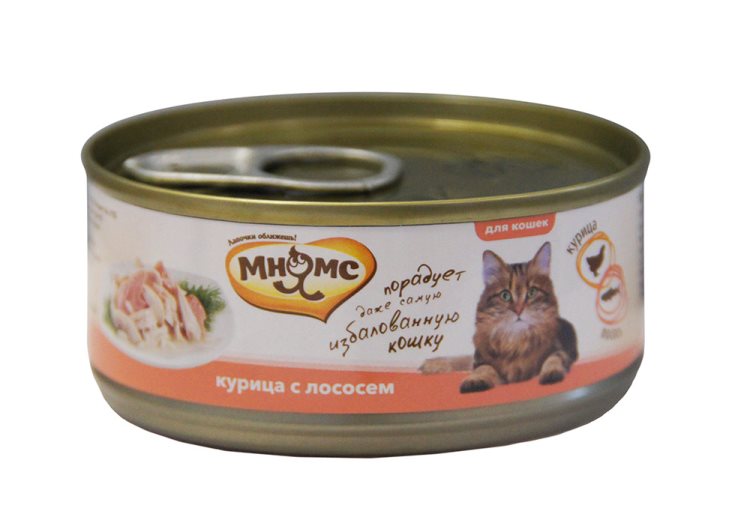 Мнямс для кошек, курица с лососем в нежном желе, 70 г Мнямс для кошек, курица с лососем в нежном желе, 70 г