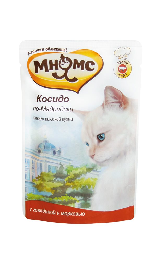 Паучи Мнямс Косидо по-Мадридски для кошек, говядина с морковью, 85 г