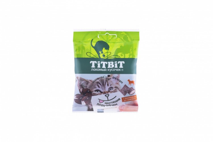 Лакомство TitBit Хрустящие подушечки для кошек с паштетом из ягненка 30 г