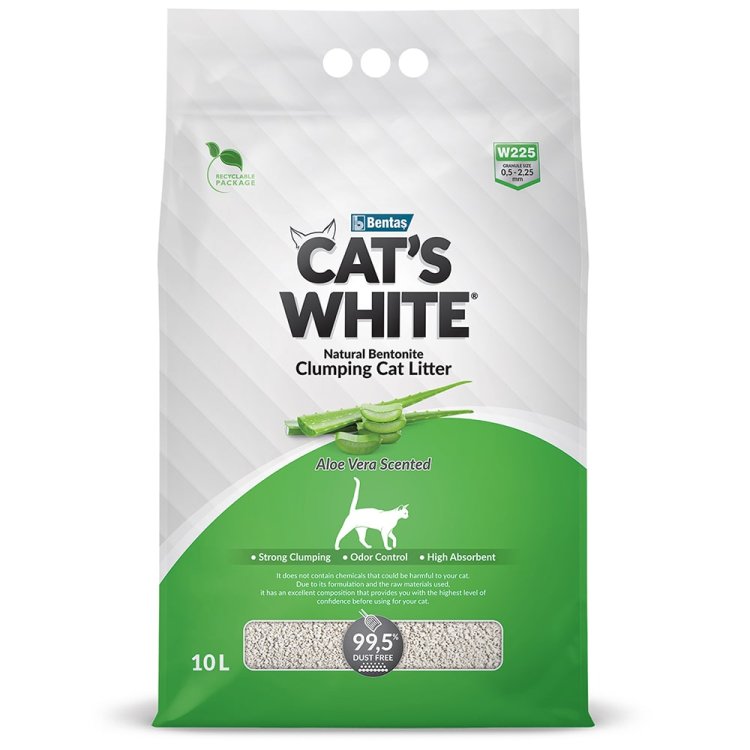Cat's White (Кэтс Вайт) Aloe Vera комкующийся наполнитель, с ароматом алоэ вера, 10 л