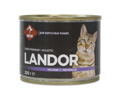 Landor (Ландор) для взрослых кошек, Кролик с черникой, 200 г