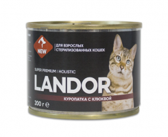 Landor (Ландор) для стерилизованных взрослых кошек, Куропатка с клюквой, 200 г
