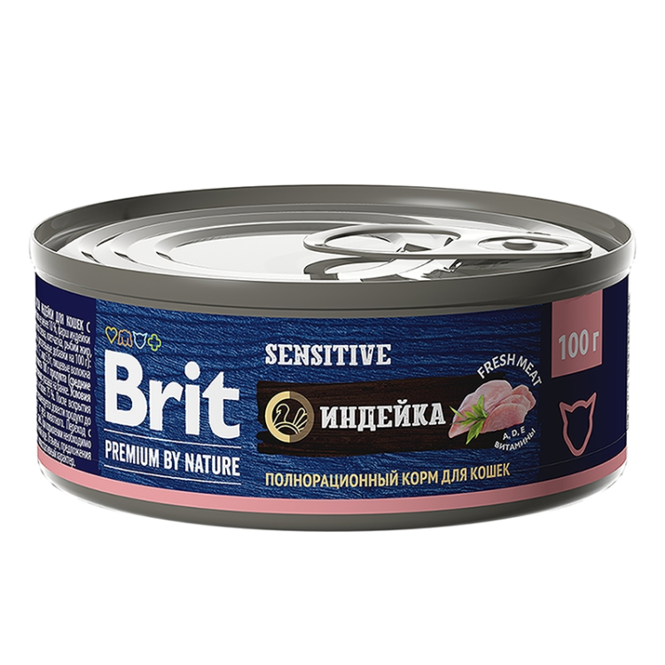 Brit Premium by Nature (Брит) консервы для кошек с с чувствительным пищеварением Индейка100 г Brit Premium by Nature (Брит) консервы для кошек с с чувствительным пищеварением Индейка100 г