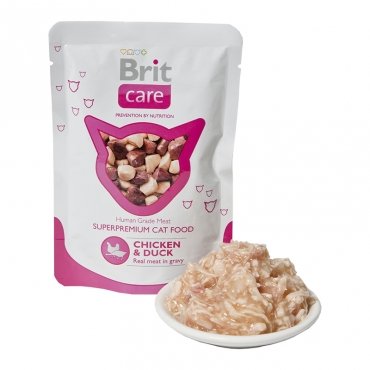 Паучи Brit Care (Брит Кэа) для кошек курица и утка, 80 г