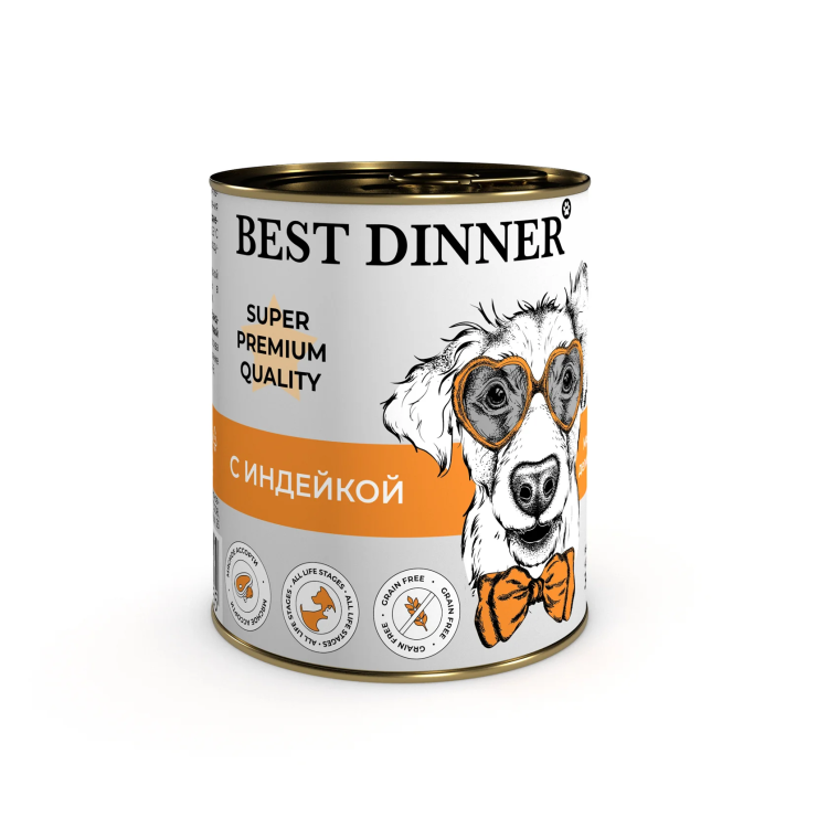 Бест диннер (Best Dinner) для собак Мясные деликатесы Индейка, 340 г