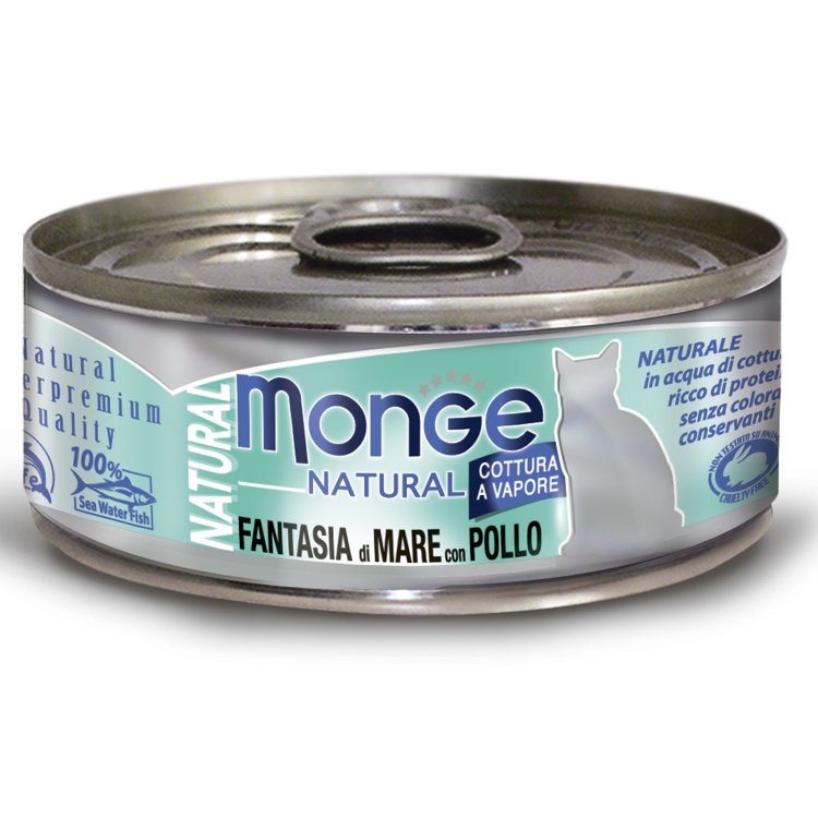 Монж (Monge) Консервы Natural для кошек морепродукты с курицей 80г Монж (Monge) Консервы Natural для кошек морепродукты с курицей 80г